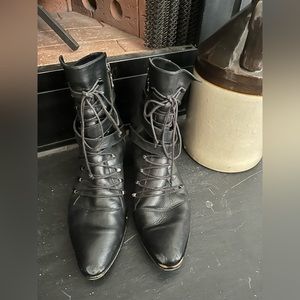 Modern Vice Black Zip Up Boots EU40